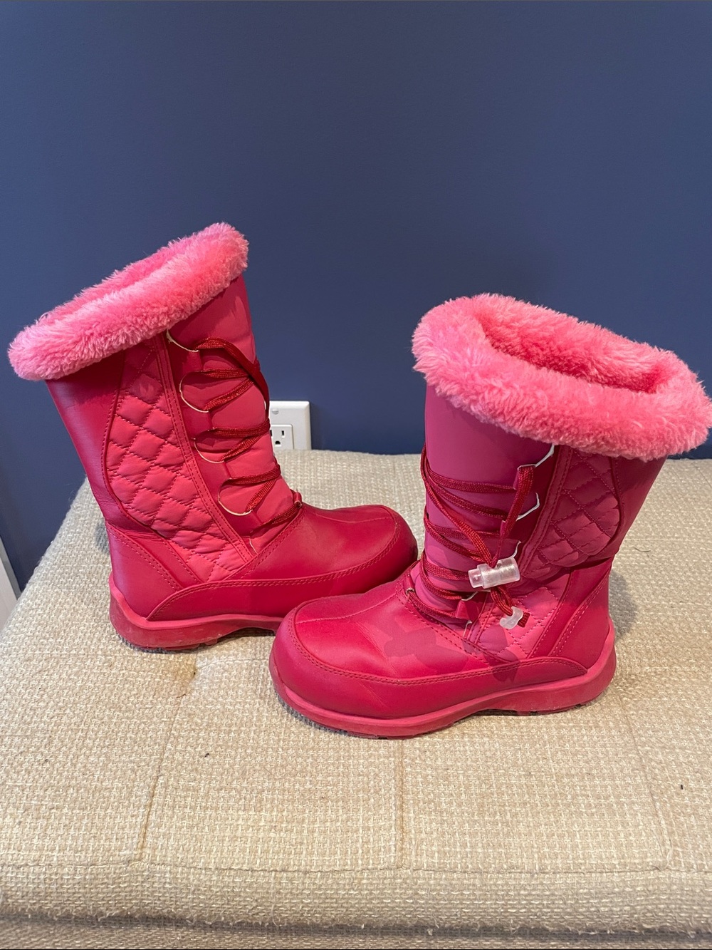 Lands' End Girls Hot Pink Faux-Fur Winter Boots